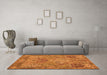 Machine Washable Animal Orange Traditional Area Rugs in a Living Room, wshtr68org