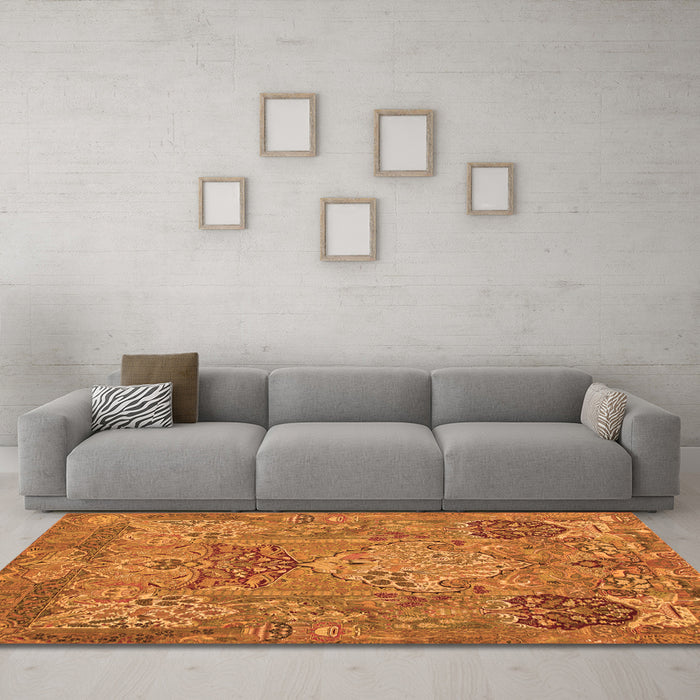 Machine Washable Animal Orange Traditional Area Rugs in a Living Room, wshtr68org