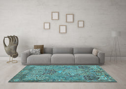 Machine Washable Animal Light Blue Traditional Rug in a Living Room, wshtr68lblu