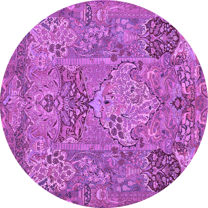 Round Machine Washable Animal Purple Traditional Area Rugs, wshtr68pur