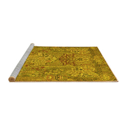Sideview of Machine Washable Animal Yellow Traditional Rug, wshtr68yw