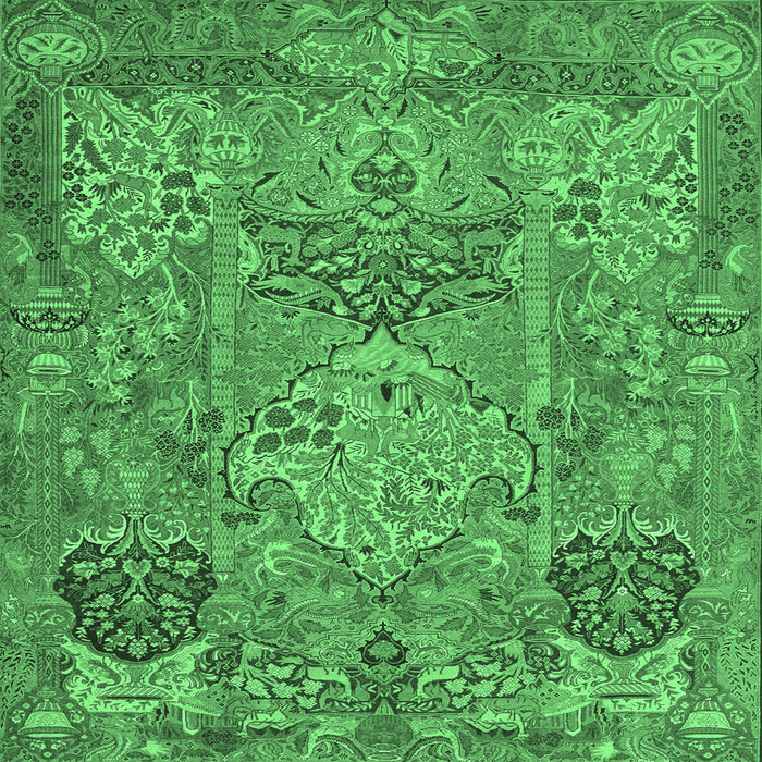 Square Machine Washable Animal Emerald Green Traditional Area Rugs, wshtr68emgrn