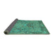 Sideview of Animal Turquoise Traditional Rug, tr68turq