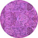 Round Animal Purple Traditional Rug, tr68pur