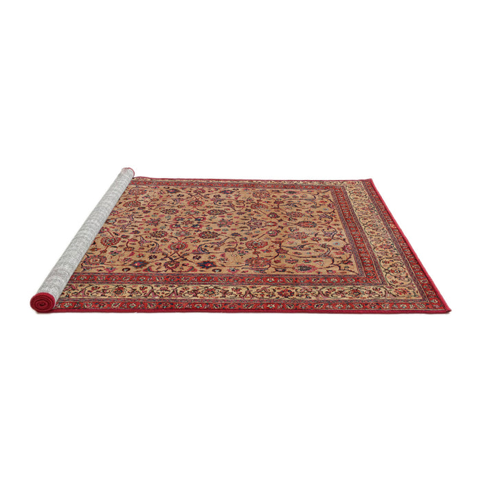 Sideview of Machine Washable Traditional Sand Brown Rug, wshtr69