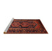 Sideview of Machine Washable Traditional Saffron Red Rug, wshtr690