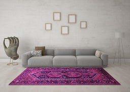 Machine Washable Persian Purple Traditional Area Rugs in a Living Room, wshtr690pur