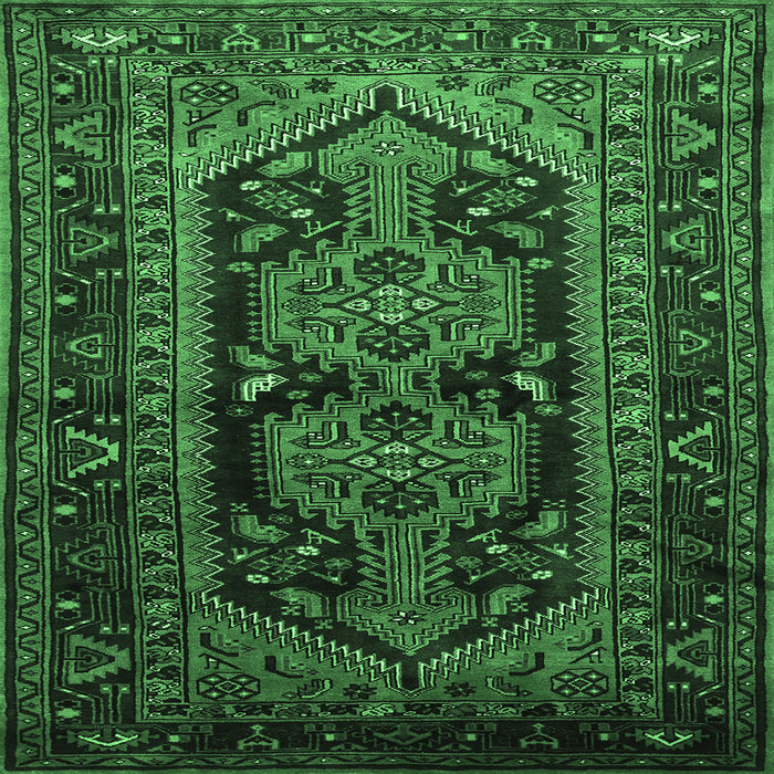 Square Persian Emerald Green Traditional Rug, tr690emgrn