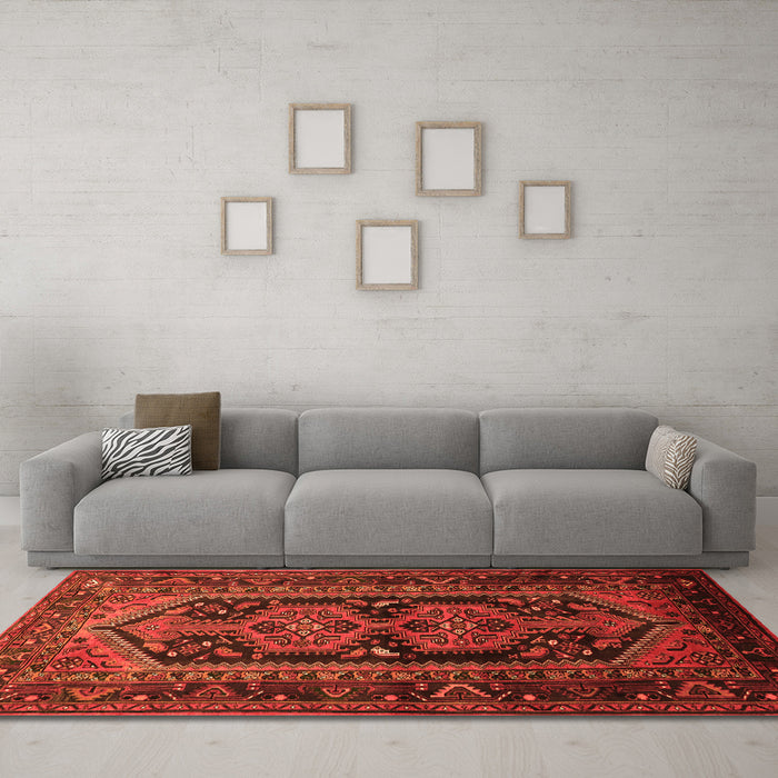 Machine Washable Persian Orange Traditional Area Rugs in a Living Room, wshtr690org