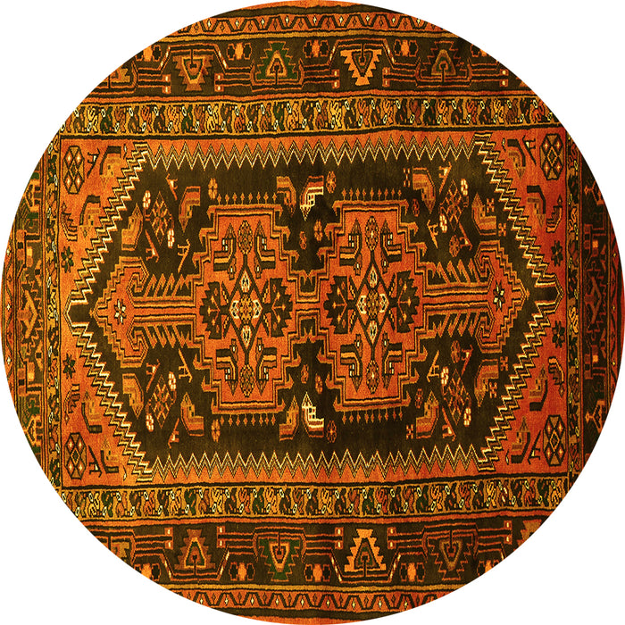 Round Machine Washable Persian Yellow Traditional Rug, wshtr690yw