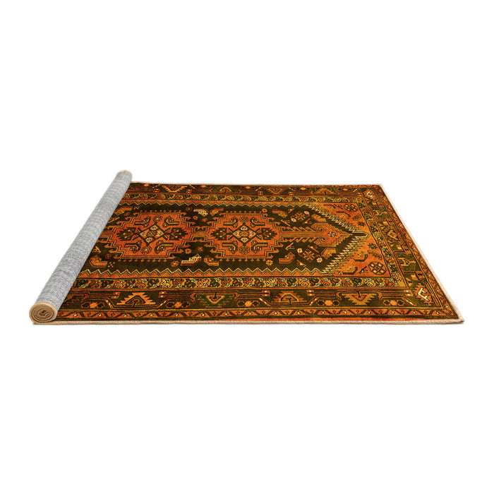Sideview of Machine Washable Persian Yellow Traditional Rug, wshtr690yw
