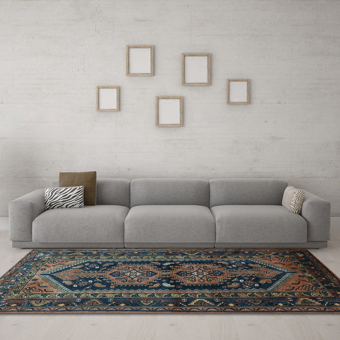 Machine Washable Persian Light Blue Traditional Rug in a Living Room, wshtr690lblu