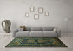 Machine Washable Persian Turquoise Traditional Area Rugs in a Living Room,, wshtr690turq