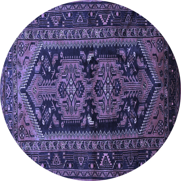 Round Machine Washable Persian Blue Traditional Rug, wshtr690blu