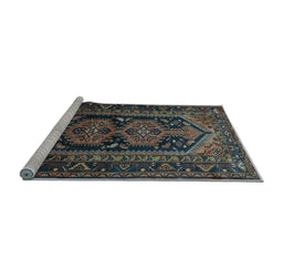 Sideview of Machine Washable Persian Light Blue Traditional Rug, wshtr690lblu