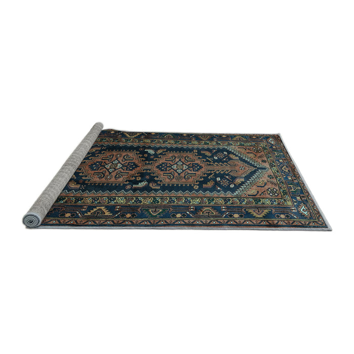 Sideview of Machine Washable Persian Light Blue Traditional Rug, wshtr690lblu