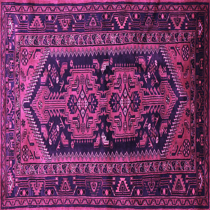 Square Machine Washable Persian Purple Traditional Area Rugs, wshtr690pur