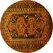 Round Persian Yellow Traditional Rug, tr690yw