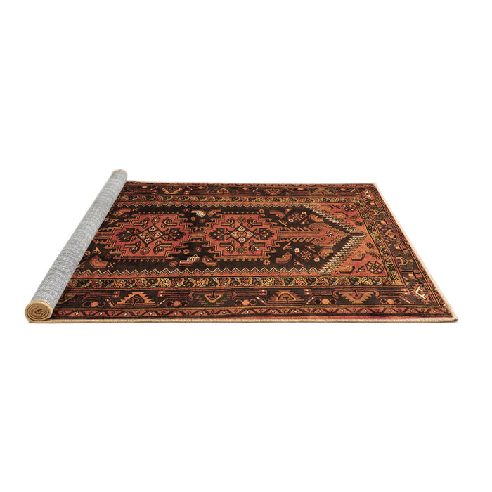 Sideview of Machine Washable Persian Brown Traditional Rug, wshtr690brn