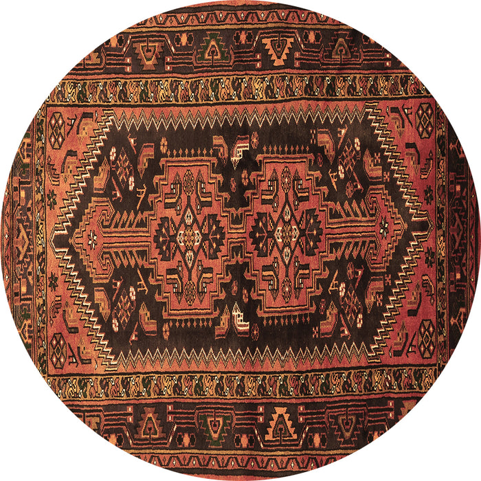 Round Persian Brown Traditional Rug, tr690brn