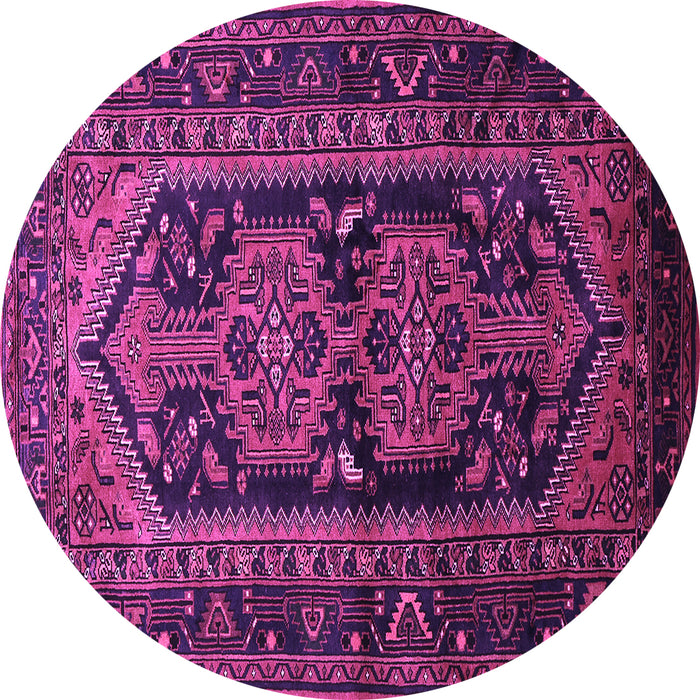 Round Machine Washable Persian Purple Traditional Area Rugs, wshtr690pur