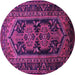 Round Machine Washable Persian Purple Traditional Area Rugs, wshtr690pur