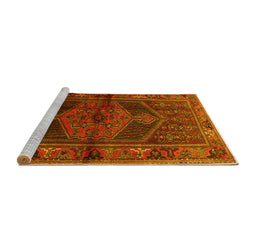 Sideview of Machine Washable Persian Yellow Traditional Rug, wshtr691yw