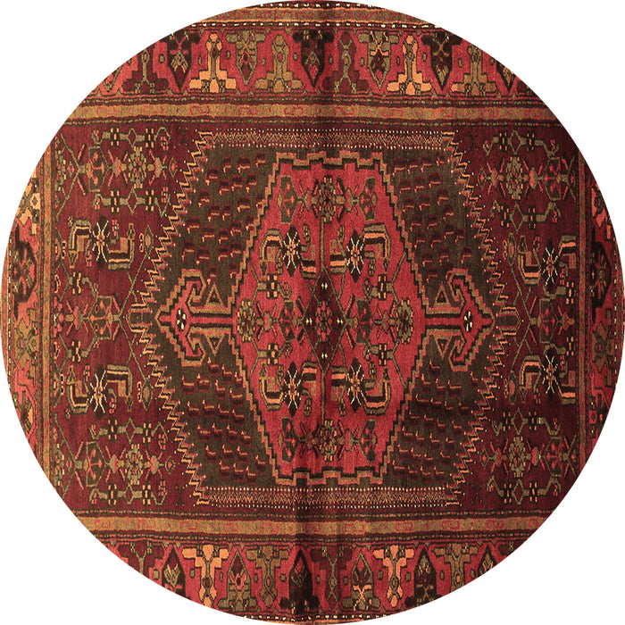 Round Persian Brown Traditional Rug, tr691brn