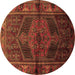 Round Persian Brown Traditional Rug, tr691brn