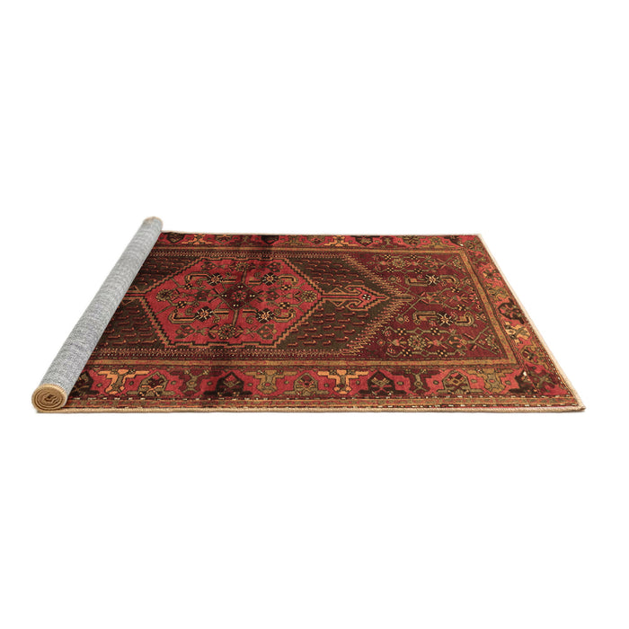 Sideview of Machine Washable Persian Brown Traditional Rug, wshtr691brn