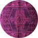 Round Persian Purple Traditional Rug, tr691pur