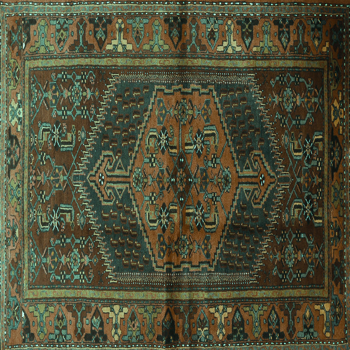 Square Persian Turquoise Traditional Rug, tr691turq