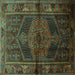 Square Persian Turquoise Traditional Rug, tr691turq