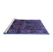 Sideview of Machine Washable Persian Blue Traditional Rug, wshtr691blu