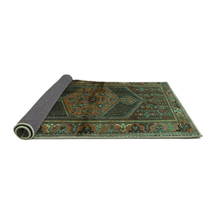 Sideview of Persian Turquoise Traditional Rug, tr691turq