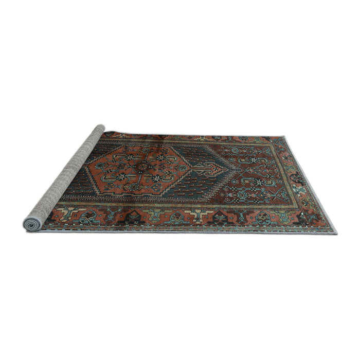 Sideview of Machine Washable Persian Light Blue Traditional Rug, wshtr691lblu
