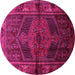 Round Persian Pink Traditional Rug, tr691pnk
