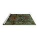 Sideview of Machine Washable Persian Turquoise Traditional Area Rugs, wshtr691turq