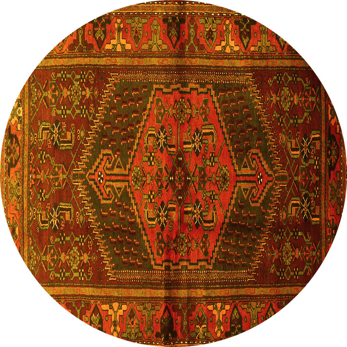 Round Persian Yellow Traditional Rug, tr691yw