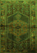 Serging Thickness of Machine Washable Persian Green Traditional Area Rugs, wshtr691grn