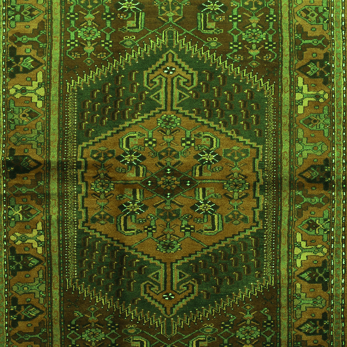 Serging Thickness of Machine Washable Persian Green Traditional Area Rugs, wshtr691grn