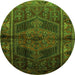 Square Persian Green Traditional Rug, tr691grn