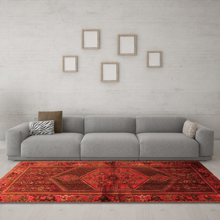 Machine Washable Persian Orange Traditional Area Rugs in a Living Room, wshtr691org