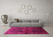 Machine Washable Persian Pink Traditional Rug in a Living Room, wshtr691pnk