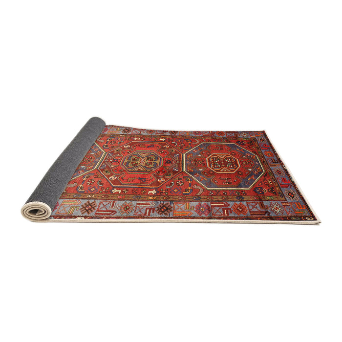Sideview of Traditional Orange Salmon Pink Persian Rug, tr692