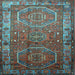 Square Machine Washable Persian Light Blue Traditional Rug, wshtr692lblu