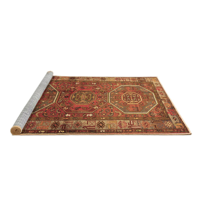Sideview of Machine Washable Persian Brown Traditional Rug, wshtr692brn