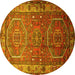 Round Machine Washable Persian Yellow Traditional Rug, wshtr692yw