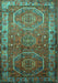 Machine Washable Persian Turquoise Traditional Area Rugs, wshtr692turq