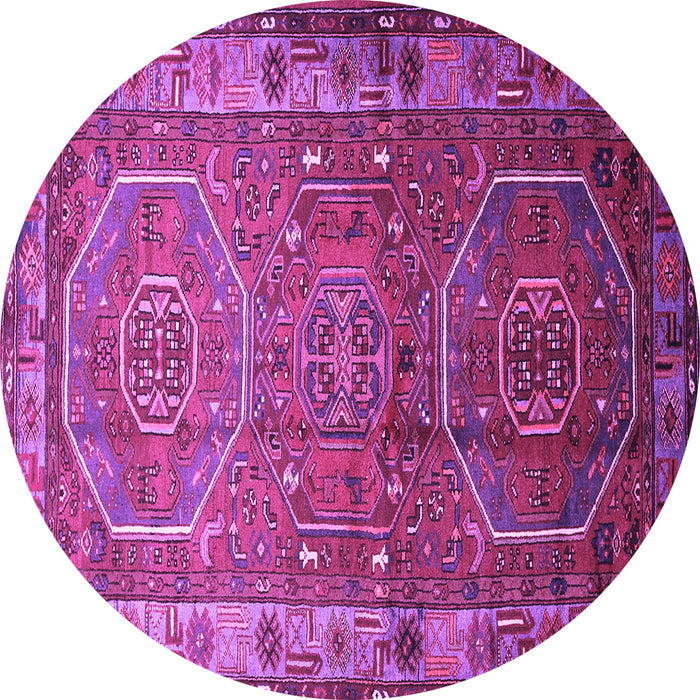 Round Machine Washable Persian Purple Traditional Area Rugs, wshtr692pur